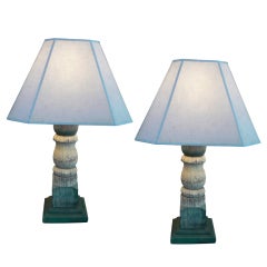 Pair of Painted Balustrade Lamps