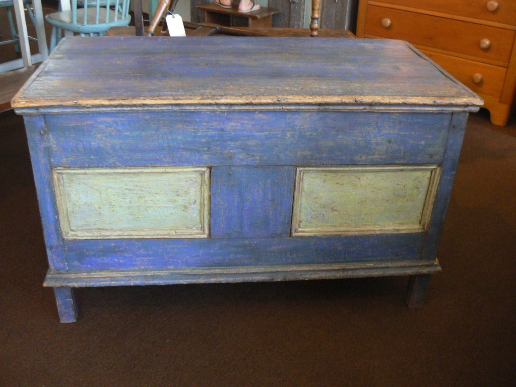 Paneled Pine Blanket Chest in Original Paints
