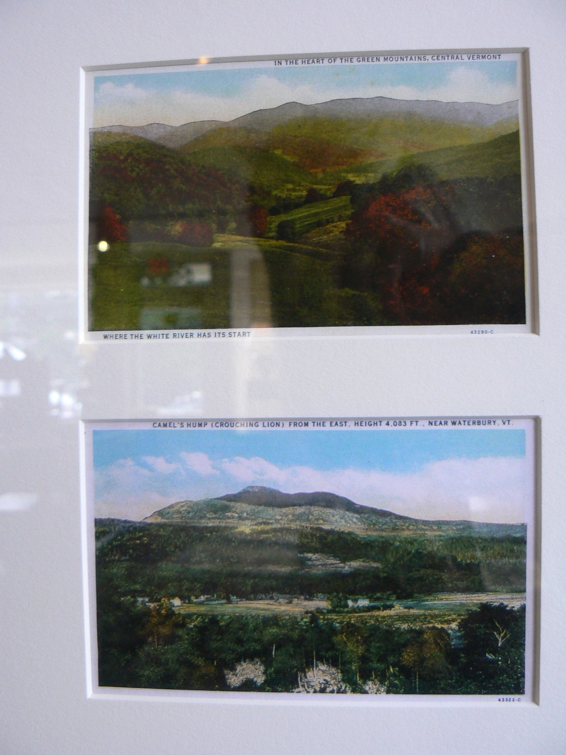 North American Pair of Framed Sets of Vintage Vermont Postcards