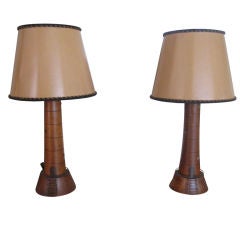 Vintage Pair of Wooden Lighthouse Lamps