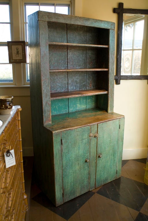 early cupboard in original green paint