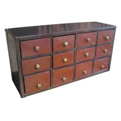 Antique English Brown Painted Apothecary Drawers