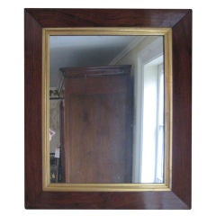 Burled Walnut and Gilded Framed Beveled Mirror