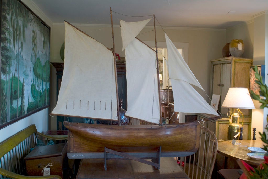 Large Scale Pond Yacht on stand with sails and rigging