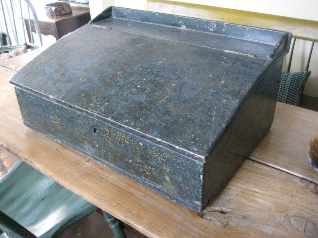 in original blue paint, with hinged top