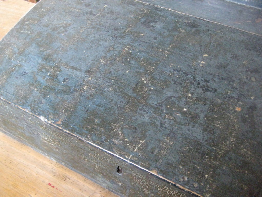 19th Century Pine Slant Top Lap Desk in Old Blue Paint 1