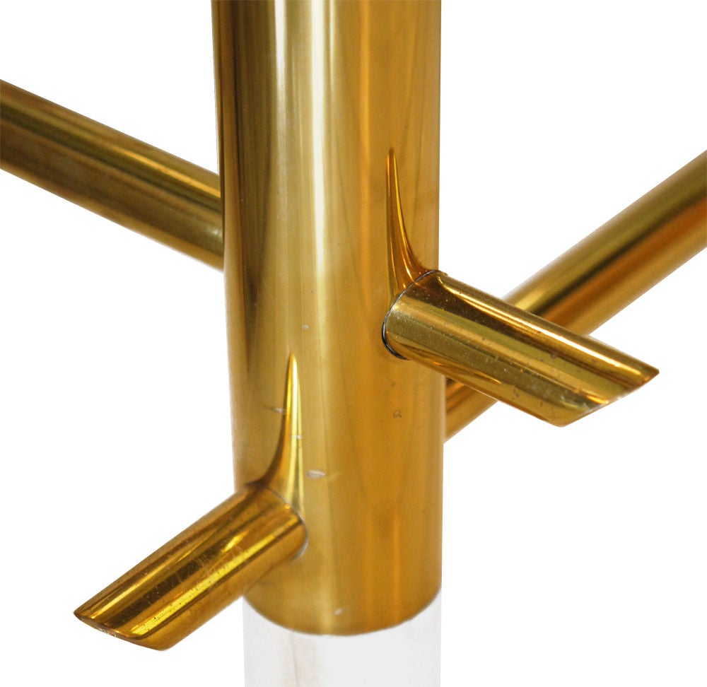 Italian Mid-Century Lucite and Brass Table