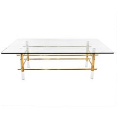 Italian Mid-Century Lucite and Brass Table