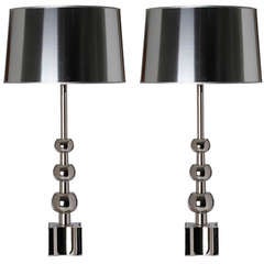 Pair Of Stiffel Nickelplated Lamps