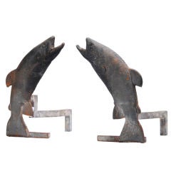 Liberty Foundry Cast Iron Leaping Fish Andirons