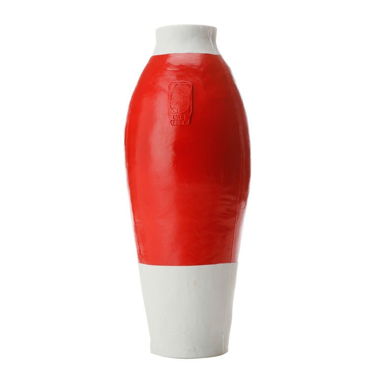 Hella Jongerius for Royal Tichelaar Makkum Red & White Vase For Sale