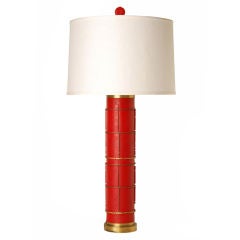 Vintage Art Deco Red French Wallpaper Roller Lamp