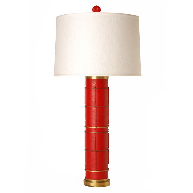 Art Deco Red French Wallpaper Roller Lamp For Sale