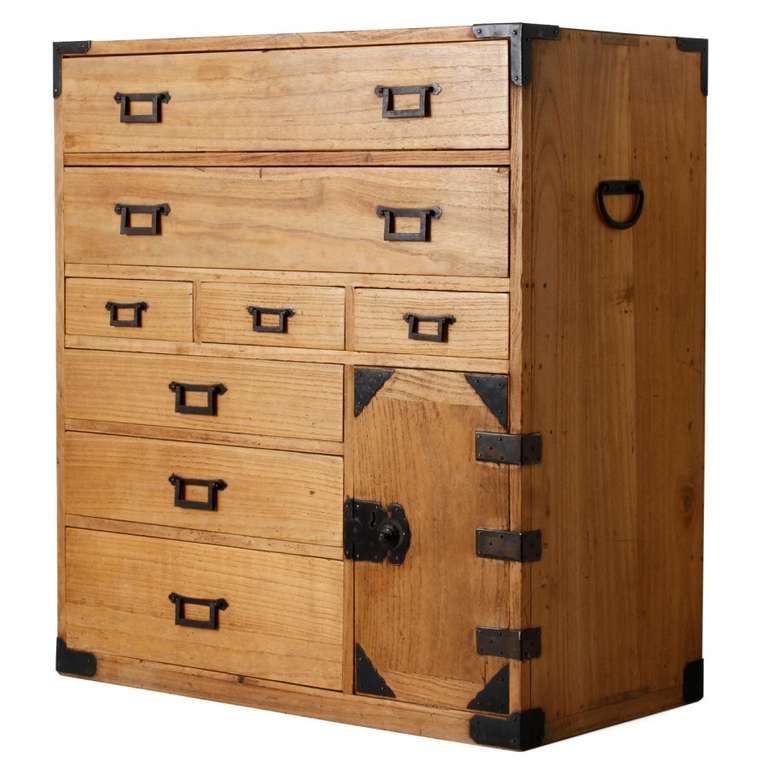The Merchant’s Chest, also called a Tansu, has origins dating back to Japan’s Meiji period and is crafted from Paulownia / Kiri wood which comes from a tree popularly known as the Empress Tree. The tree is said to be an omen of good fortune, because