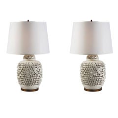 Pair Of Blanc de Chine Reticulated Lamps
