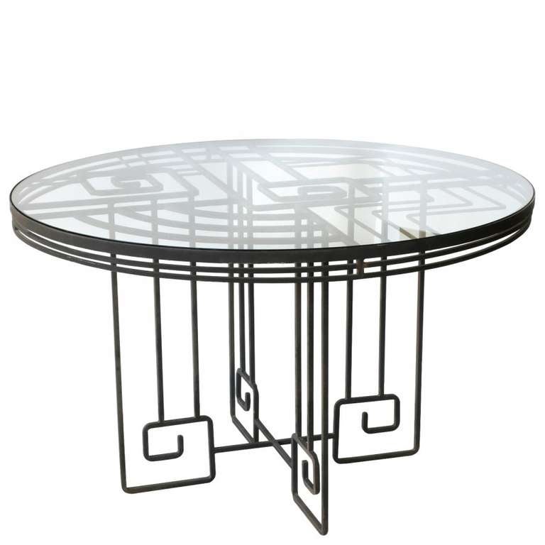 Glass and Iron Geometric Table In Excellent Condition For Sale In Harbor Springs, MI