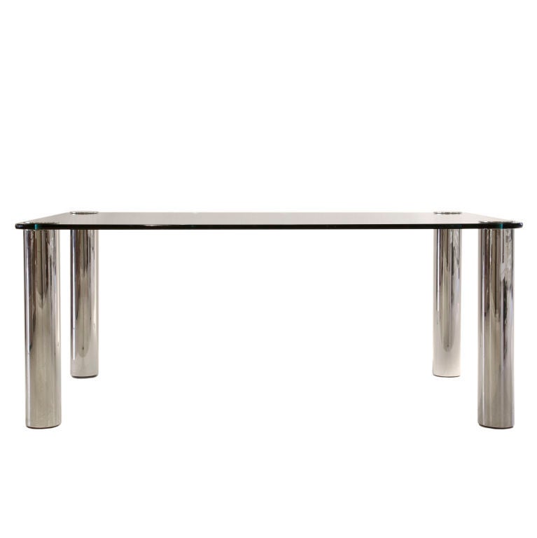 Pace Collection Nickel Plate Dining Table For Sale