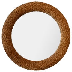 Retro Large Sisal Frame Mirror