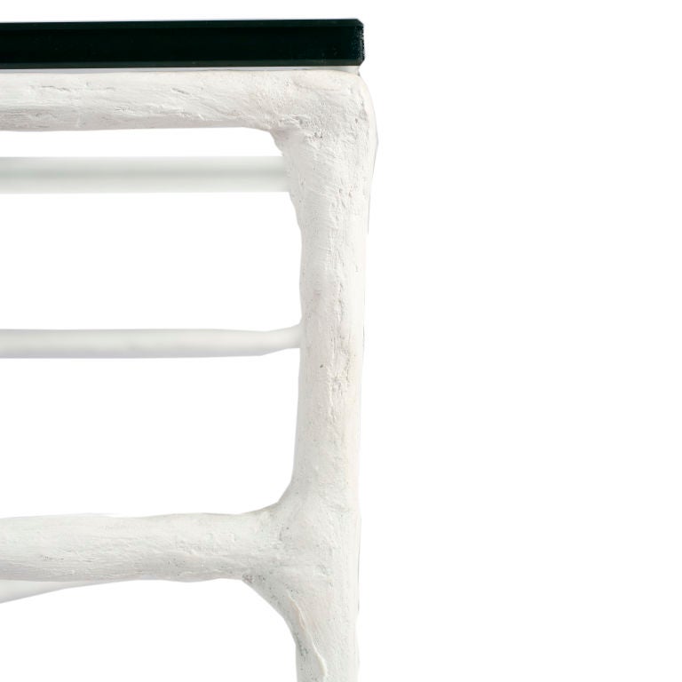 Italian Giacometti Style White Plaster and Iron Coffee Table