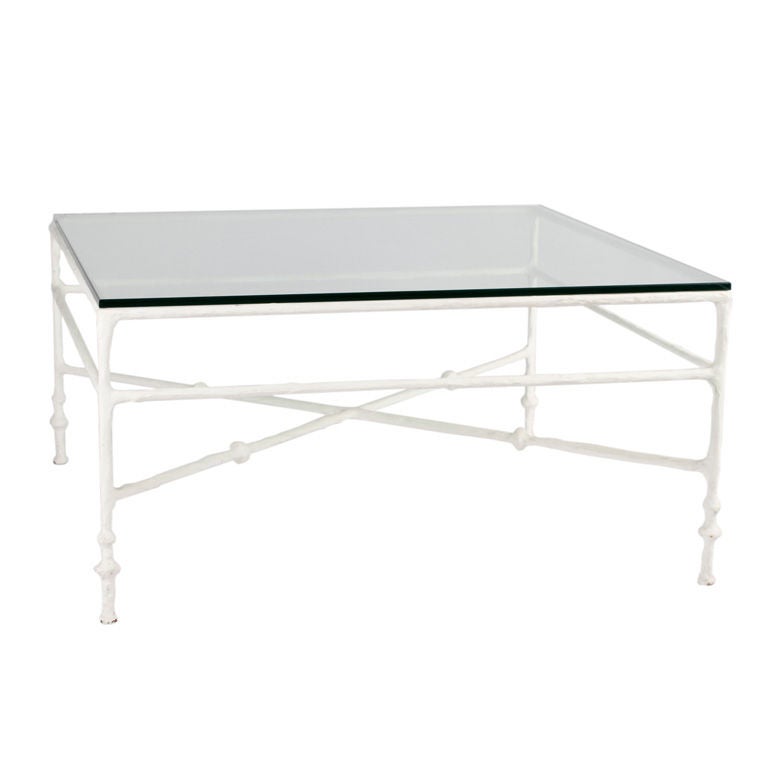 Giacometti Style White Plaster and Iron Coffee Table