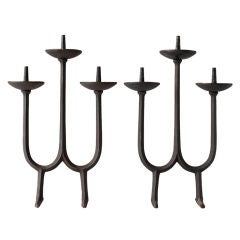 W-shaped 3 Prong Cast Iron Candelabras