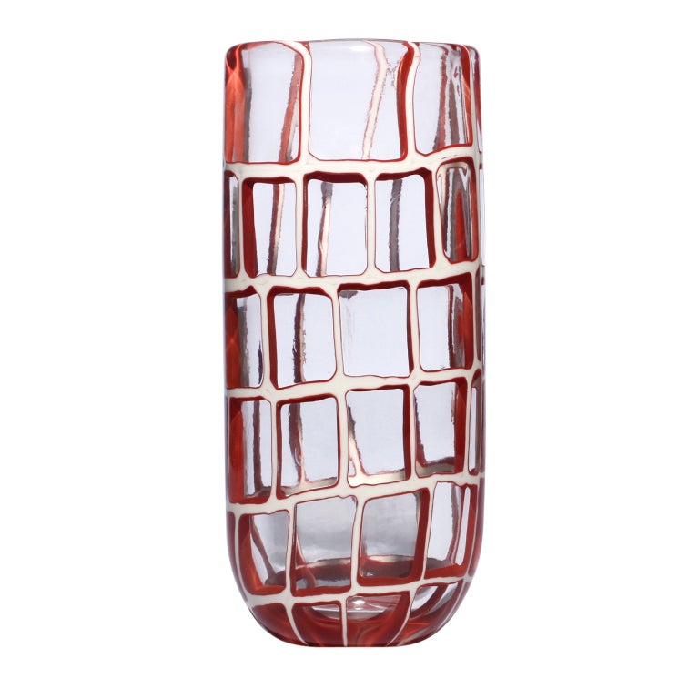 The large Roault Vase by Robin Mix. One of the first American glassblowers to make and use murrini, Robin Mix’s murrini glass technique is characterized by bold concentric squares of vivid color.