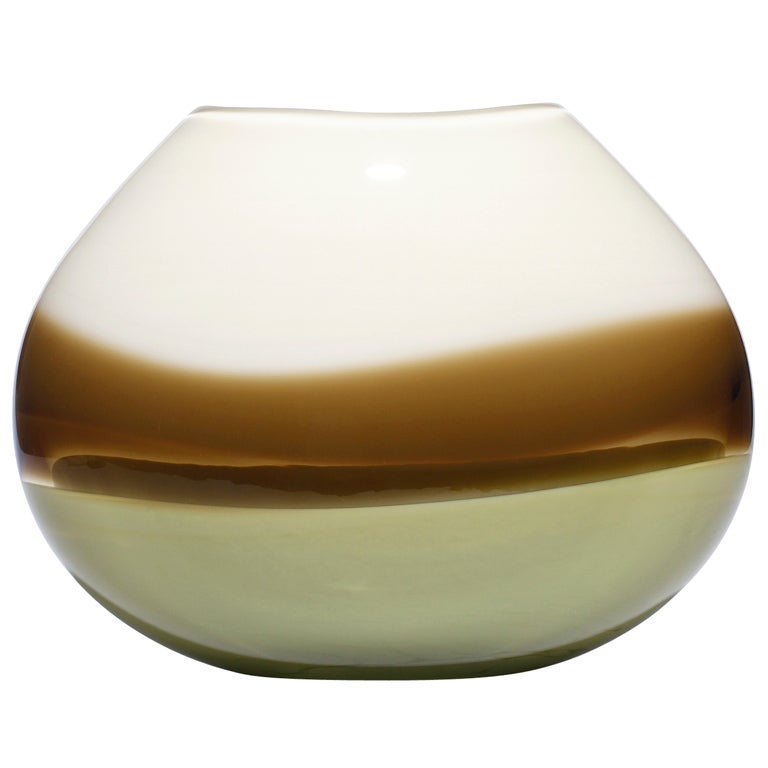 Pistachio/sargasso Low U Vase By Caleb Siemon For Sale