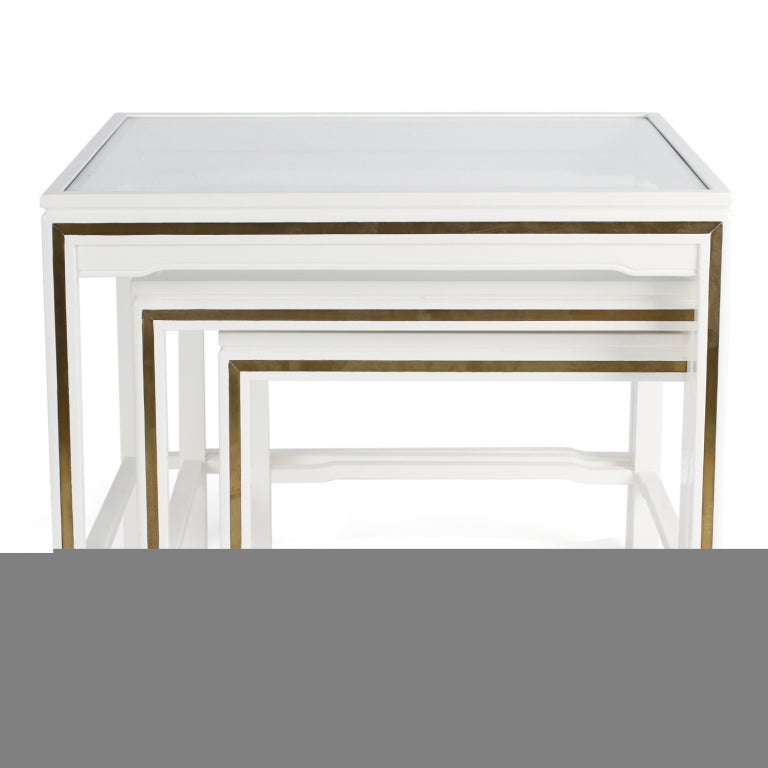 Mid-20th Century White Lacquered John Widdicomb Nesting Tables For Sale