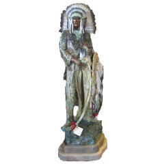 Bronze Hand Painted Indian Chief Sculpture