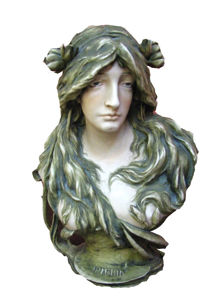 Bust of Ophelia.
Teplitz, signed and numbered
Amphora Pottery, One of Twelve