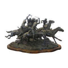 Remington Style Bronze Scultpure "Old Dragoons"