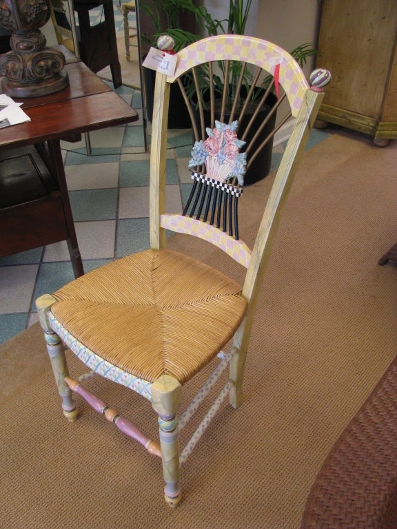 American MacKenzie-Childs Light Flower Basket  Side Chair