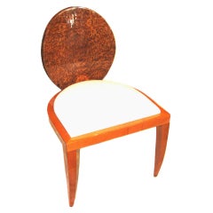 Custom Burlwood & White Leather Side Chairs