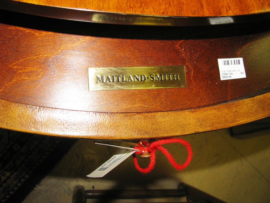 American Maitland-Smith Round, Leather Top Table with 3 Drawers