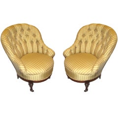 Pair of Antique Barrel Back Chairs