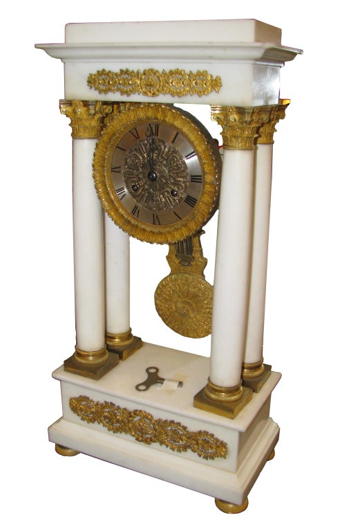 White Marble Portico Clock