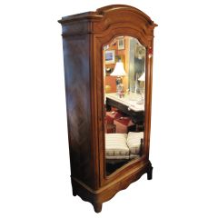 Dark Wood Armoire With Mirror