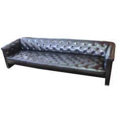 Knoll Black Leather Chesterfield Sofa