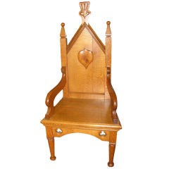 Gothic Carved Wood (Oak) Arm Chairs