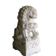 Pair of  Large White Marble Foo Dogs