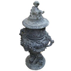 Bronze Ornate Urn with Cherubs