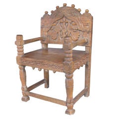 Hand Carved Wood Chair with Birds