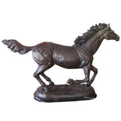 Bronze Horse on Black Marble Base