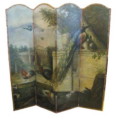 4 Panel Hand Painted, Antique Decorative Screen