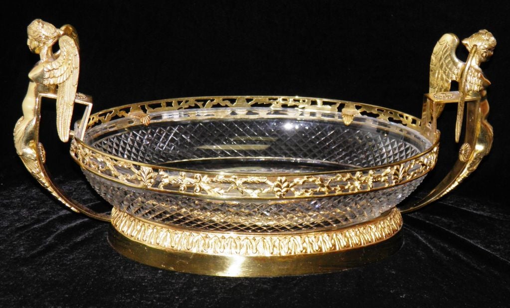 Baccarat Crystal Gilded Bronze Angel Centerpiece