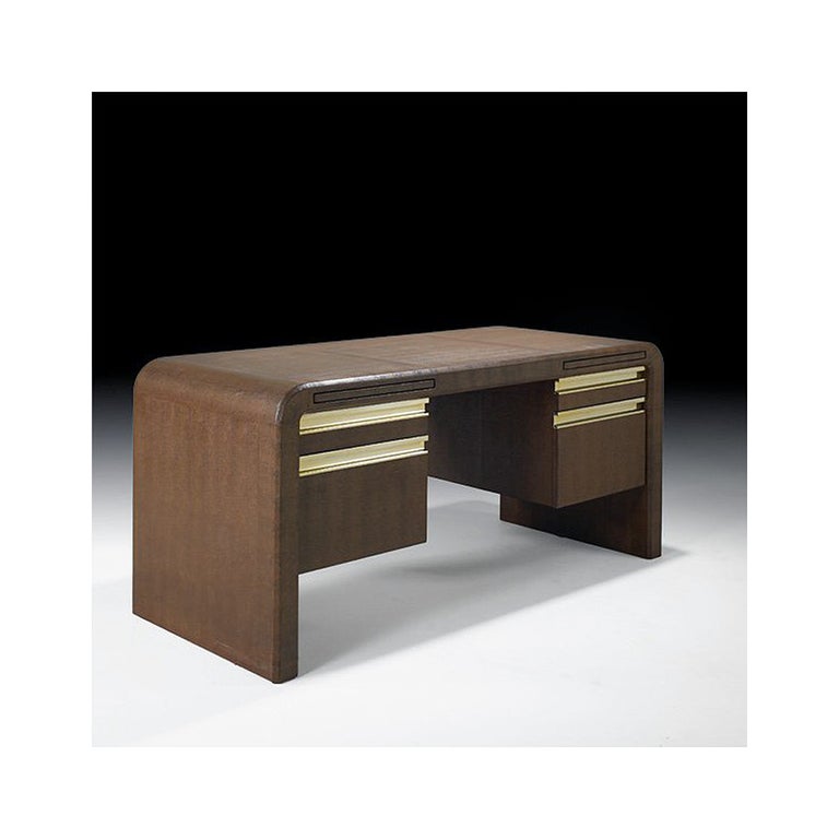 Embossed Leather Desk Karl Springer For Sale At 1stdibs