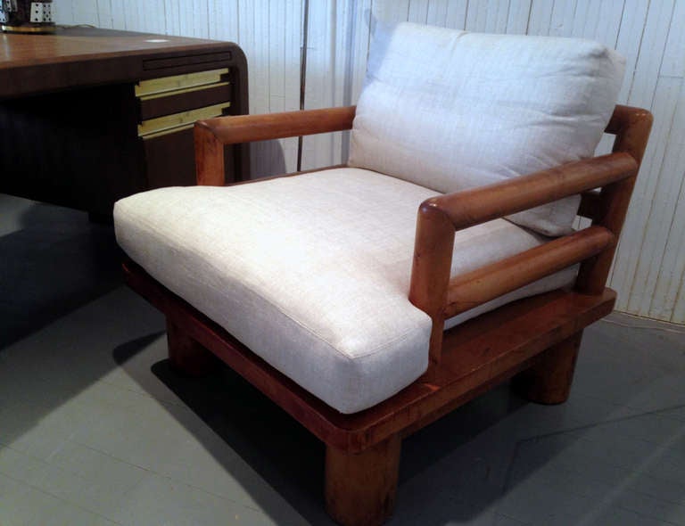 Karl Springer Leather-covered Dowelwood Arm Chair