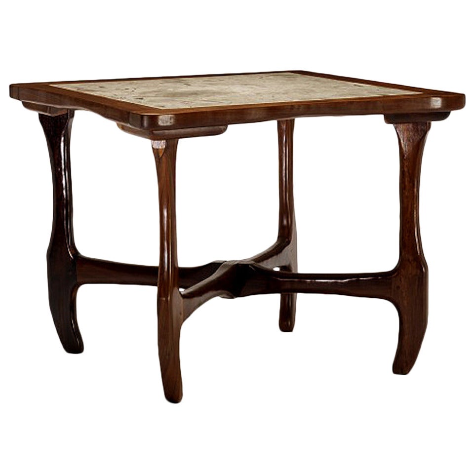 Rosewood and Marble Table, Don Shoemaker For Sale