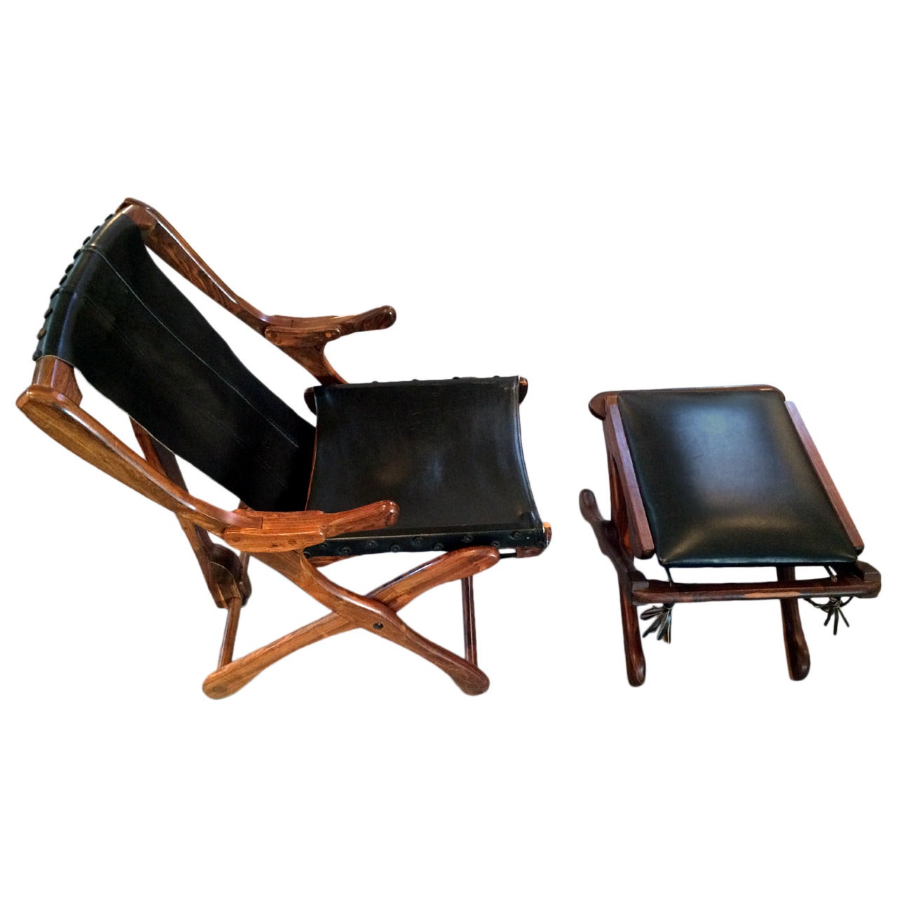 Rosewood and Leather Lounge Chair with Ottoman Don Shoemaker