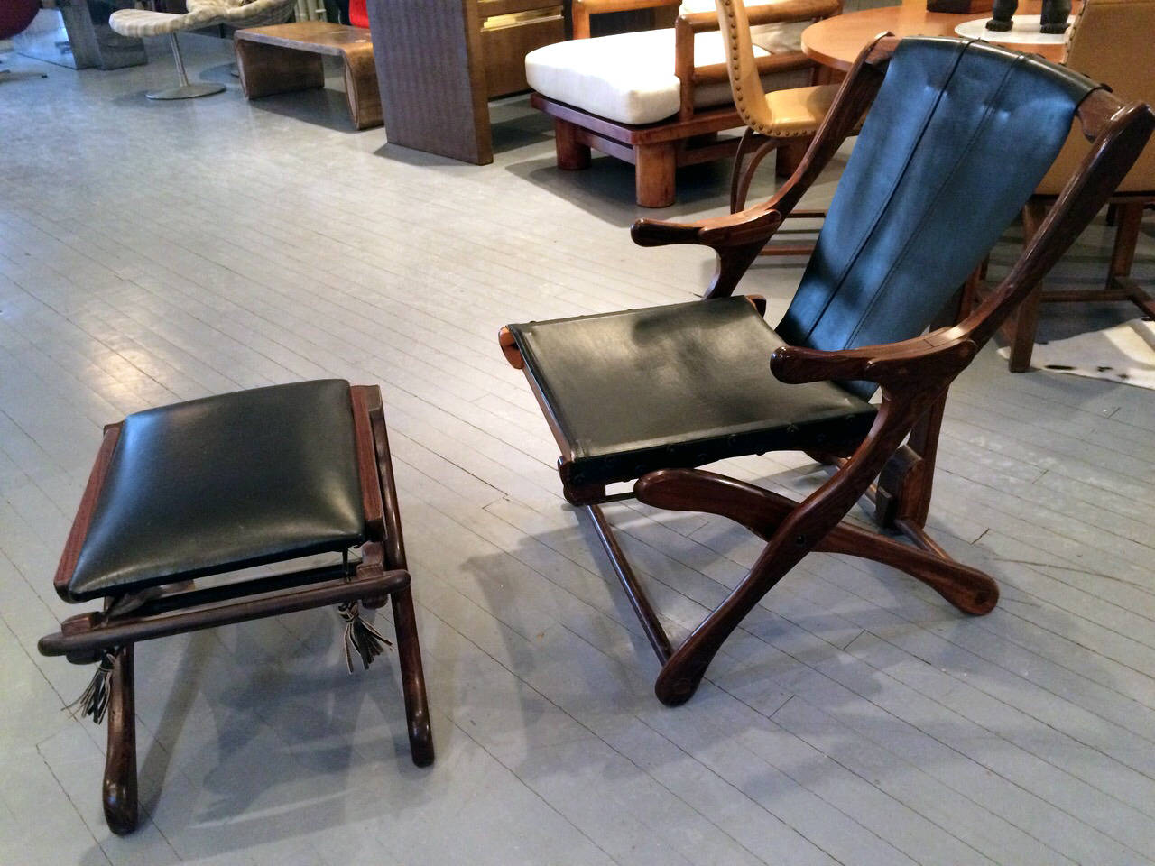 Mexican Rosewood and Leather Lounge Chair with Ottoman Don Shoemaker